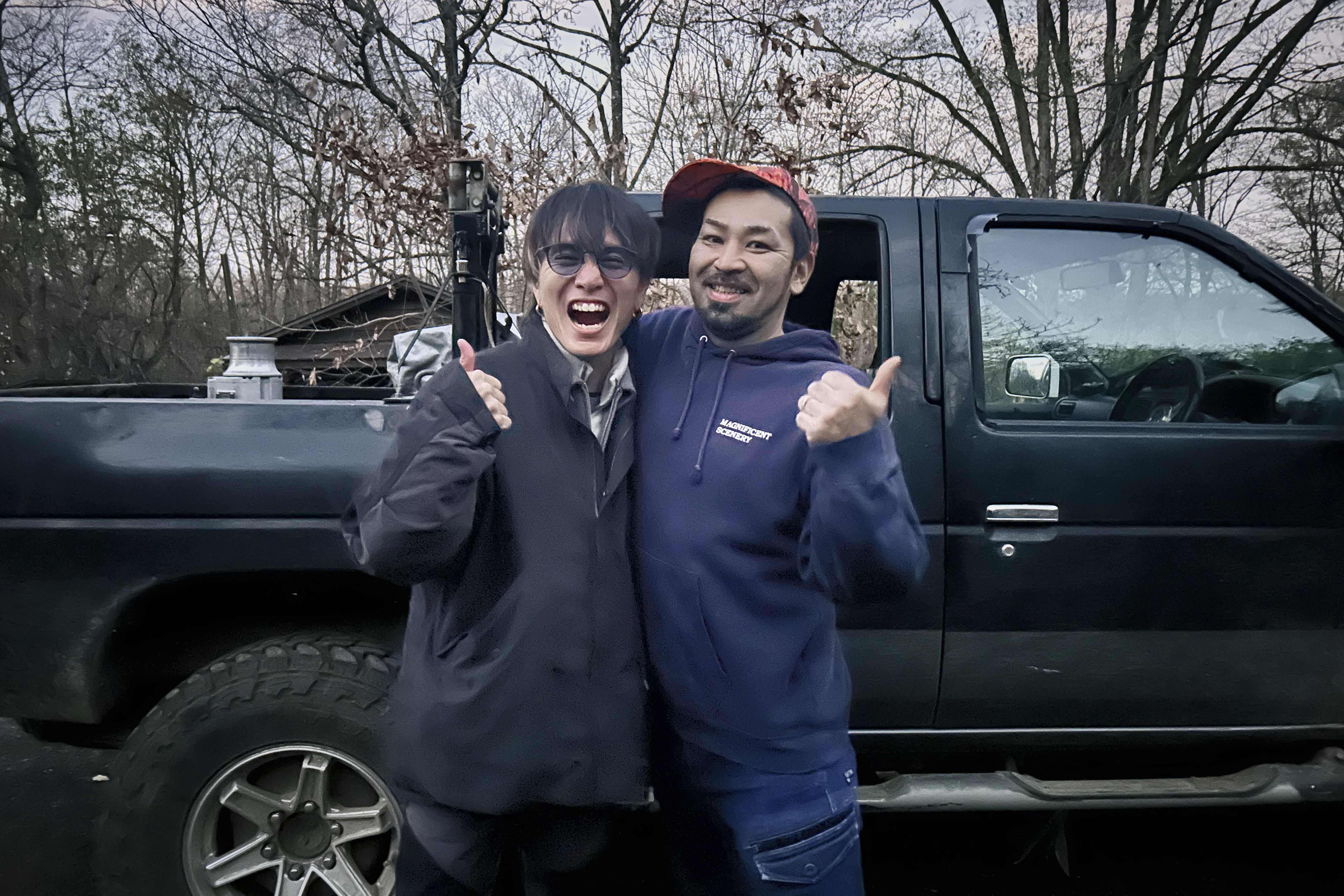 狩猟に同行し記念撮影も (C)UHB