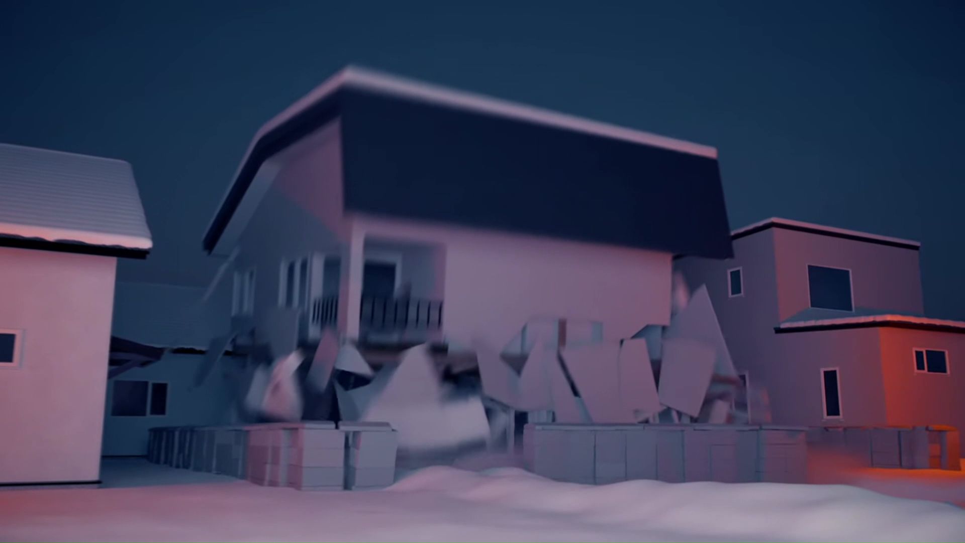 雪で建物の倒壊する可能性が上がる（札幌市防災動画「気づきから行動へ」より）