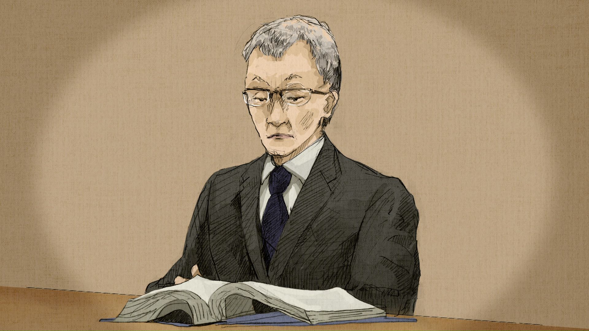 田村修被告(廷内イラスト)