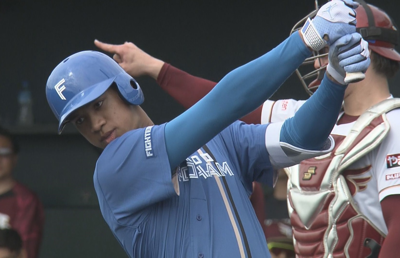 練習試合に出場した万波選手