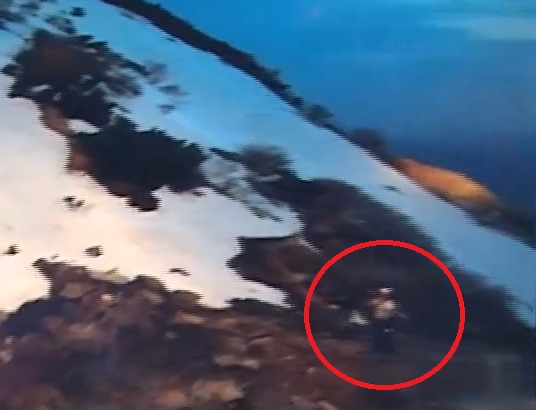 雪の残る山肌の遭難者（提供：道警）