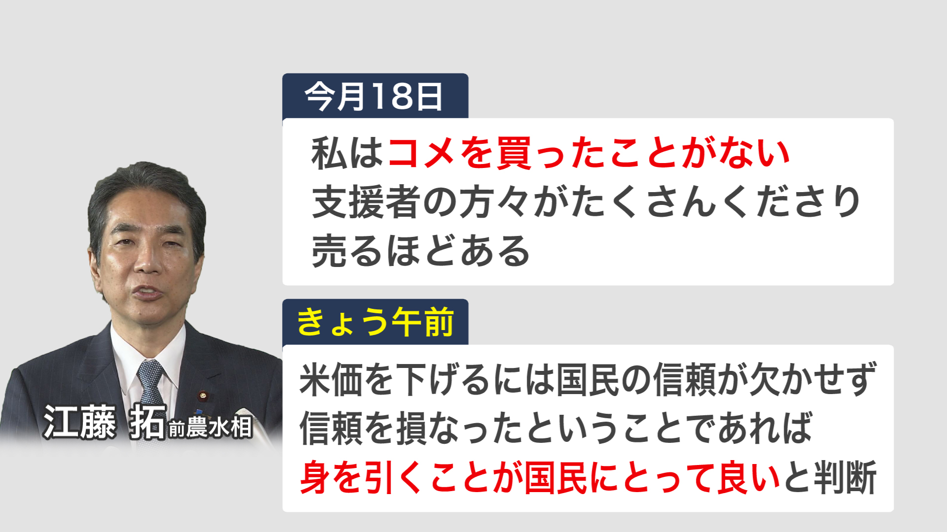問題となった江藤前農水相の発言