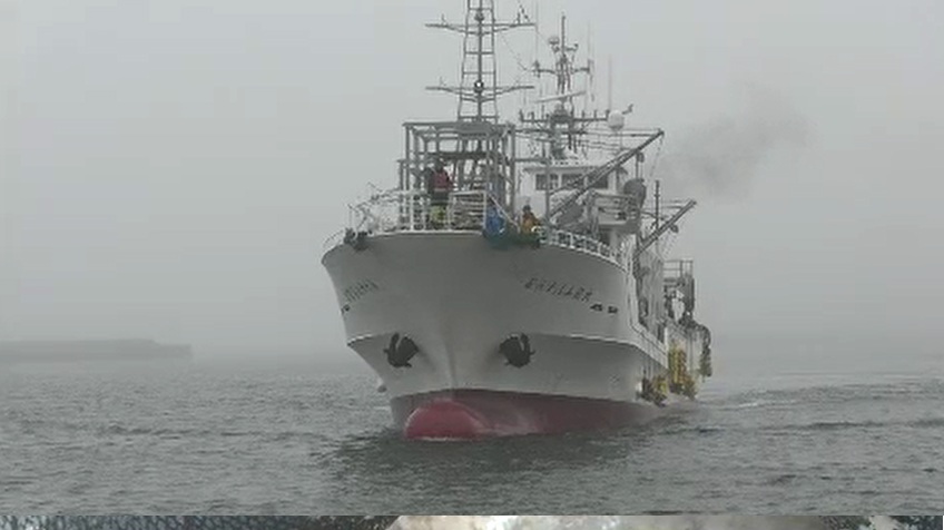 港に戻ってた漁船