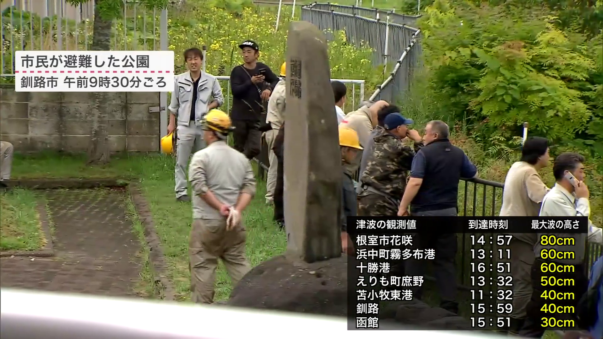 高台の公園には多くの住民が避難