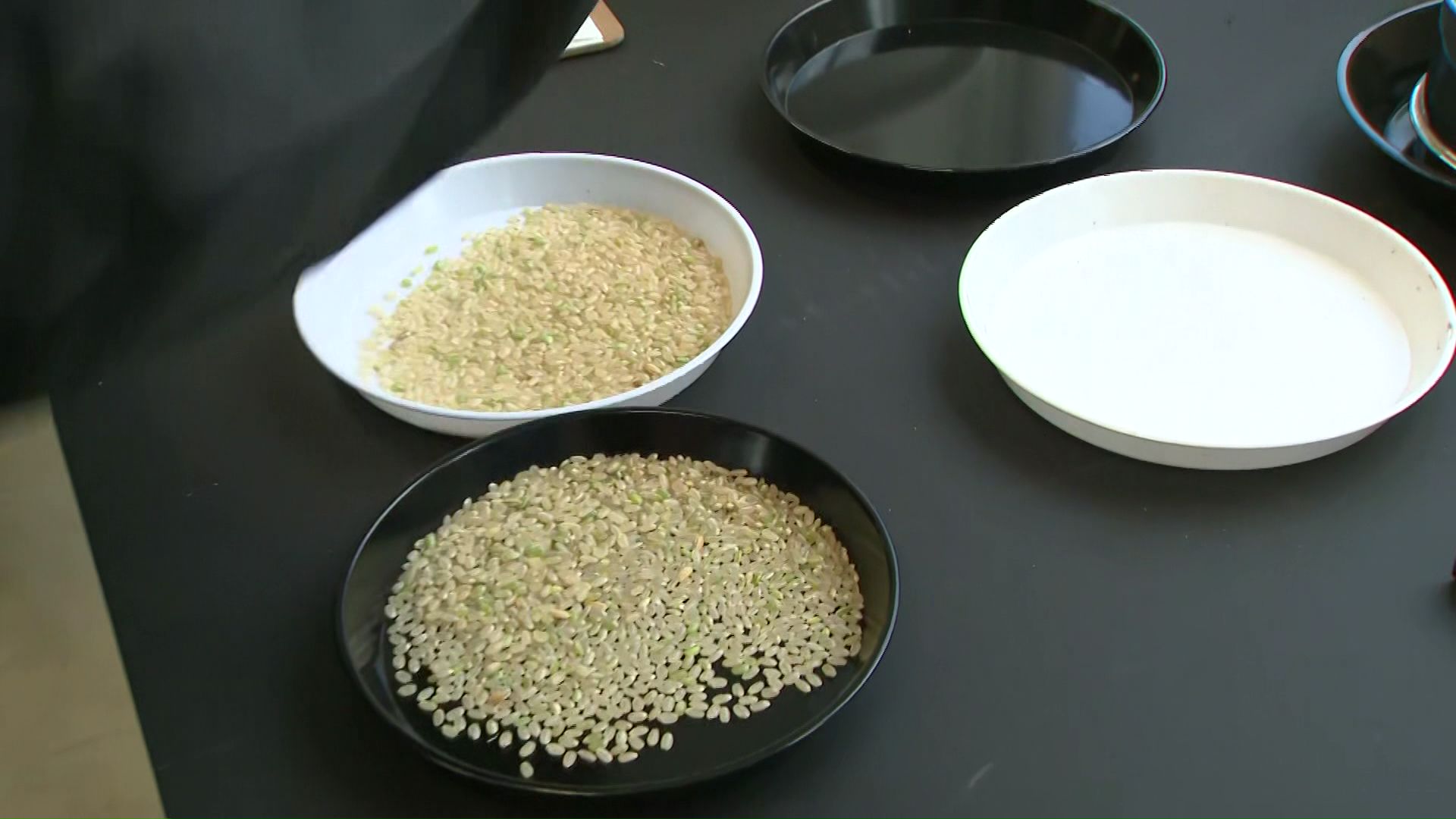 収穫したばかりの「ゆめぴりか」が検査され一等米に認定