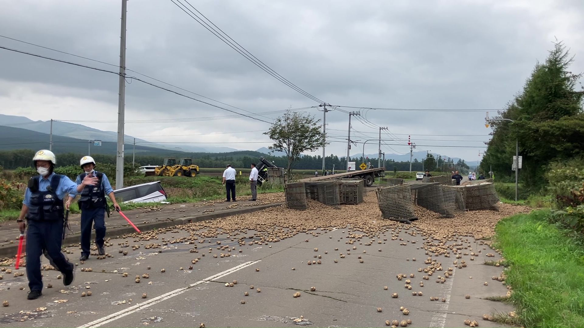 十勝地方の士幌町の事故現場