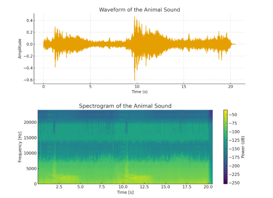 鳴き声のスペクトログラム（AIによる解析・作成）