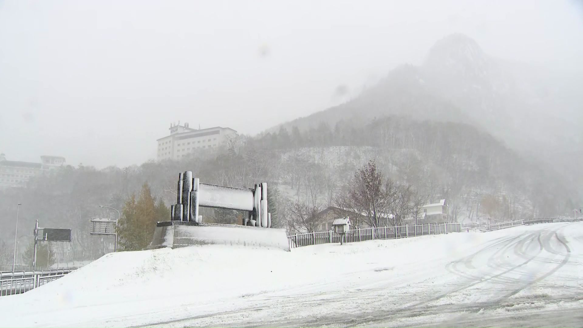 雪が強く降った上川町層雲峡