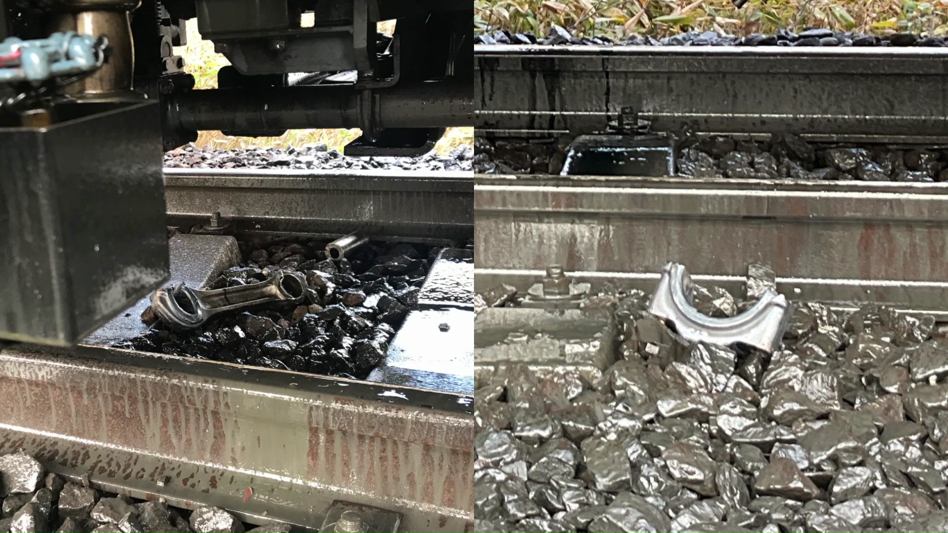 車両の下で見つかったエンジン内部の部品(提供:JR北海道)