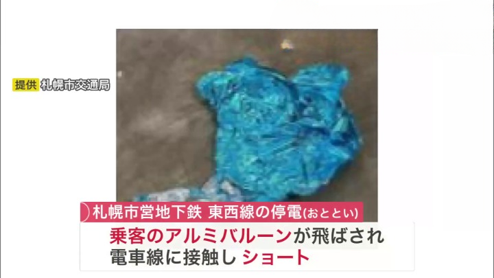 問題のアルミバルーン（提供：札幌市交通局）