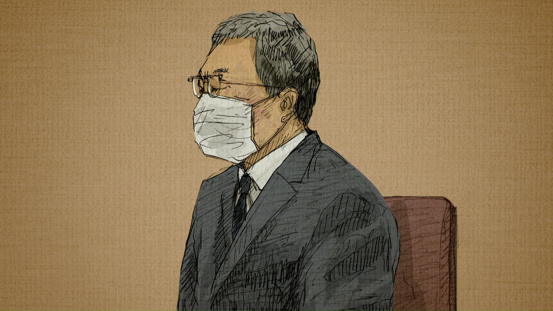 札幌地裁で開かれた民事裁判に出廷した際の桂田被告（イラスト）