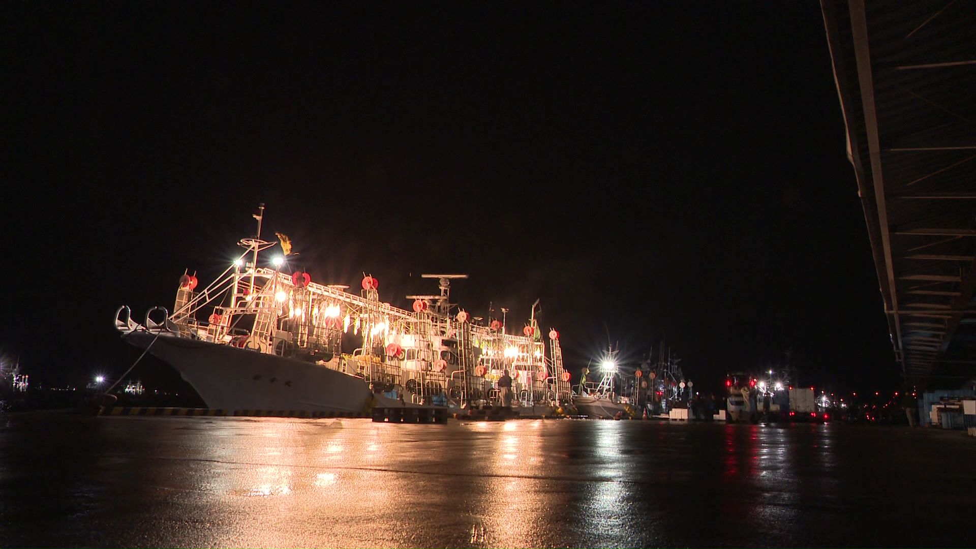 スルメイカ釣りの小型船が函館の港に戻り計約3.7トンを水揚げ