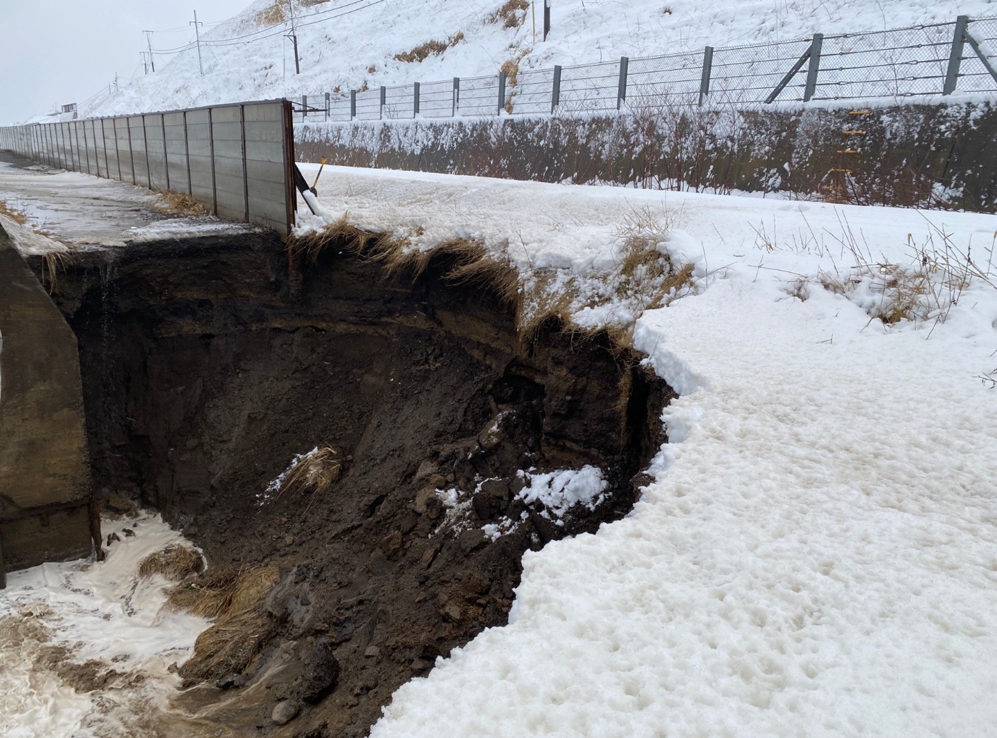 【提供：JR北海道】路盤が流出した現場（12月15日）