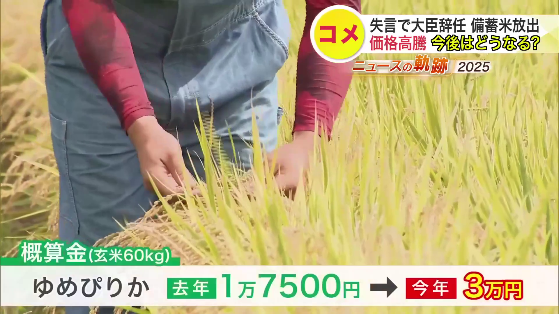 「概算金（玄米60キロ）」が2025年に3万円にまで引き上がった