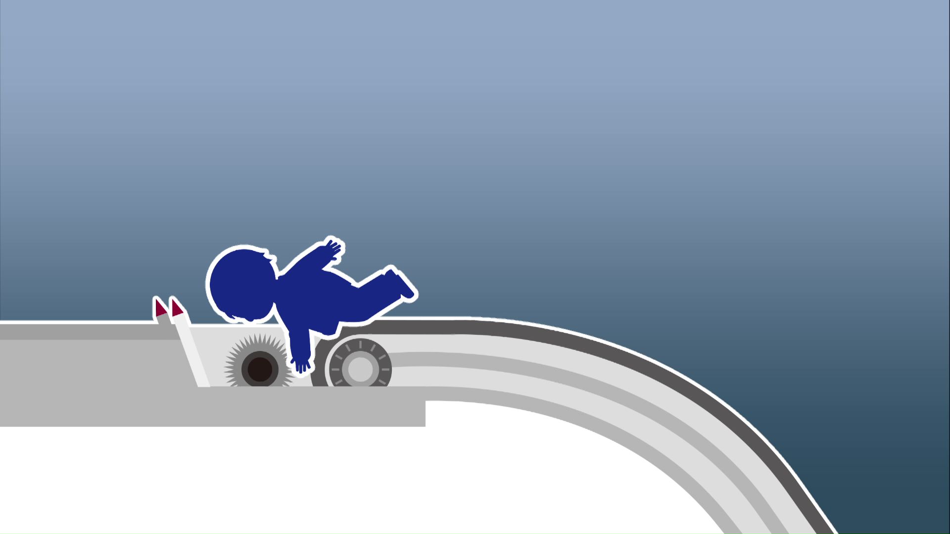 転倒した際に右腕や服が機械に巻き込まれた