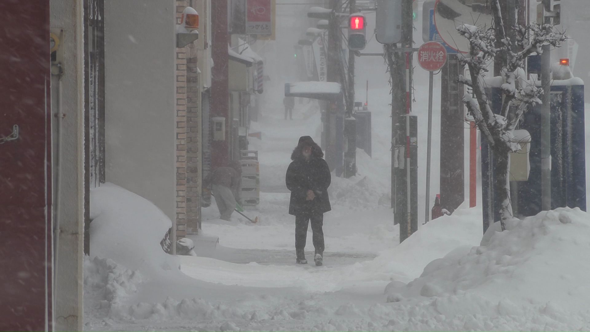 猛吹雪、交通障害に要注意