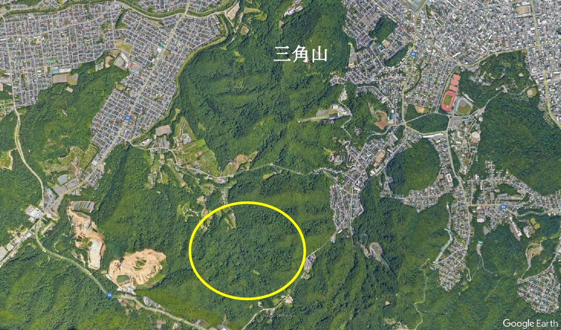 三角山の南西に位置するエリア