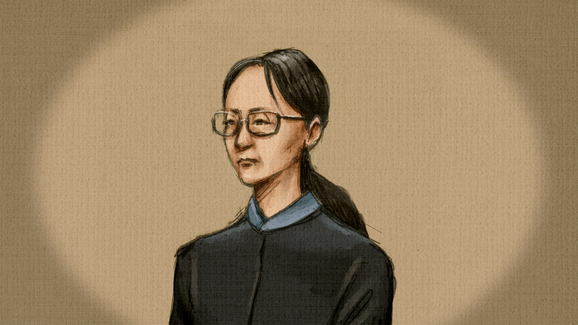 法廷での浩子被告(イラスト)