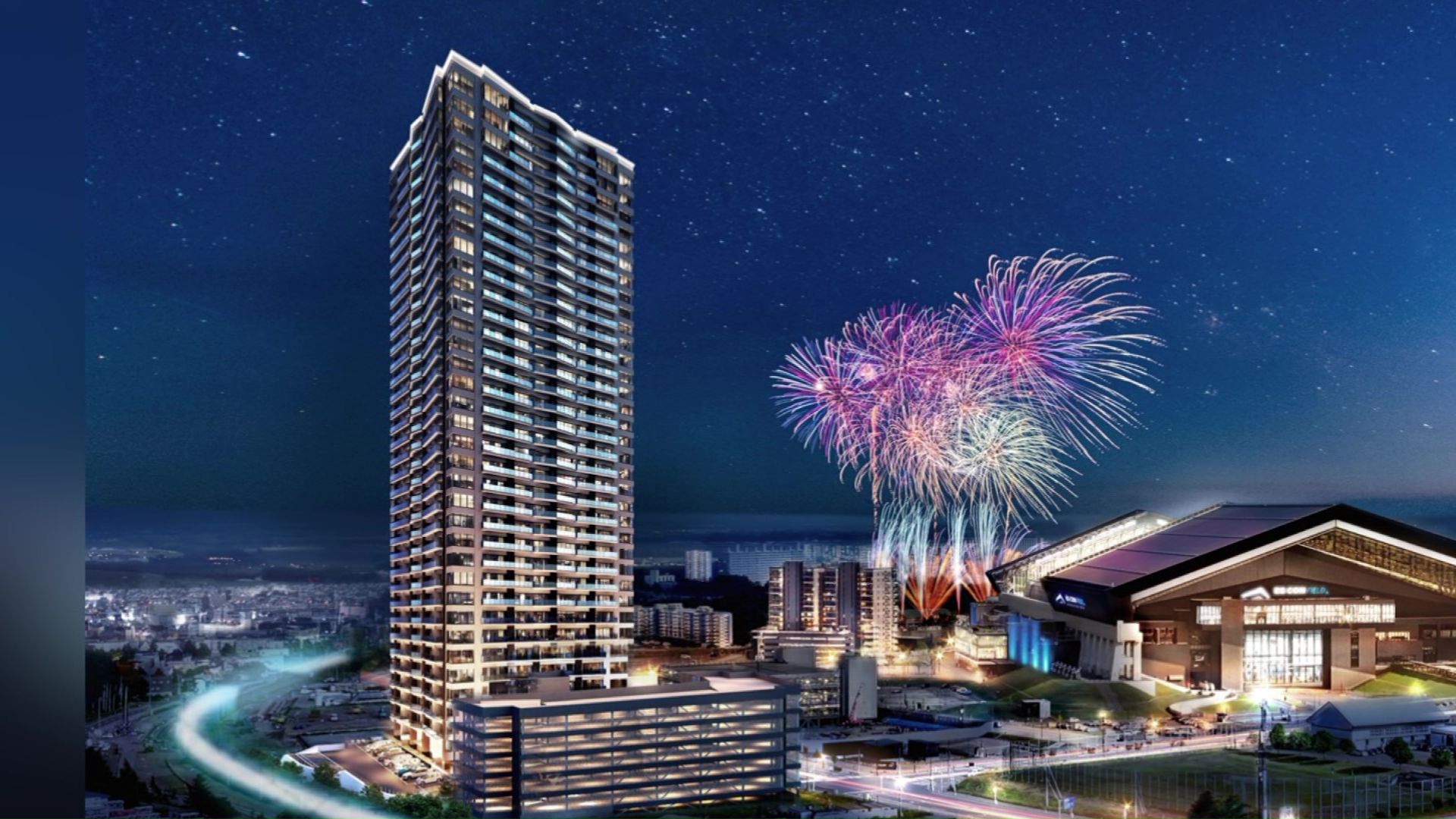 タワーマンションの完成予想図(提供:エスコン)