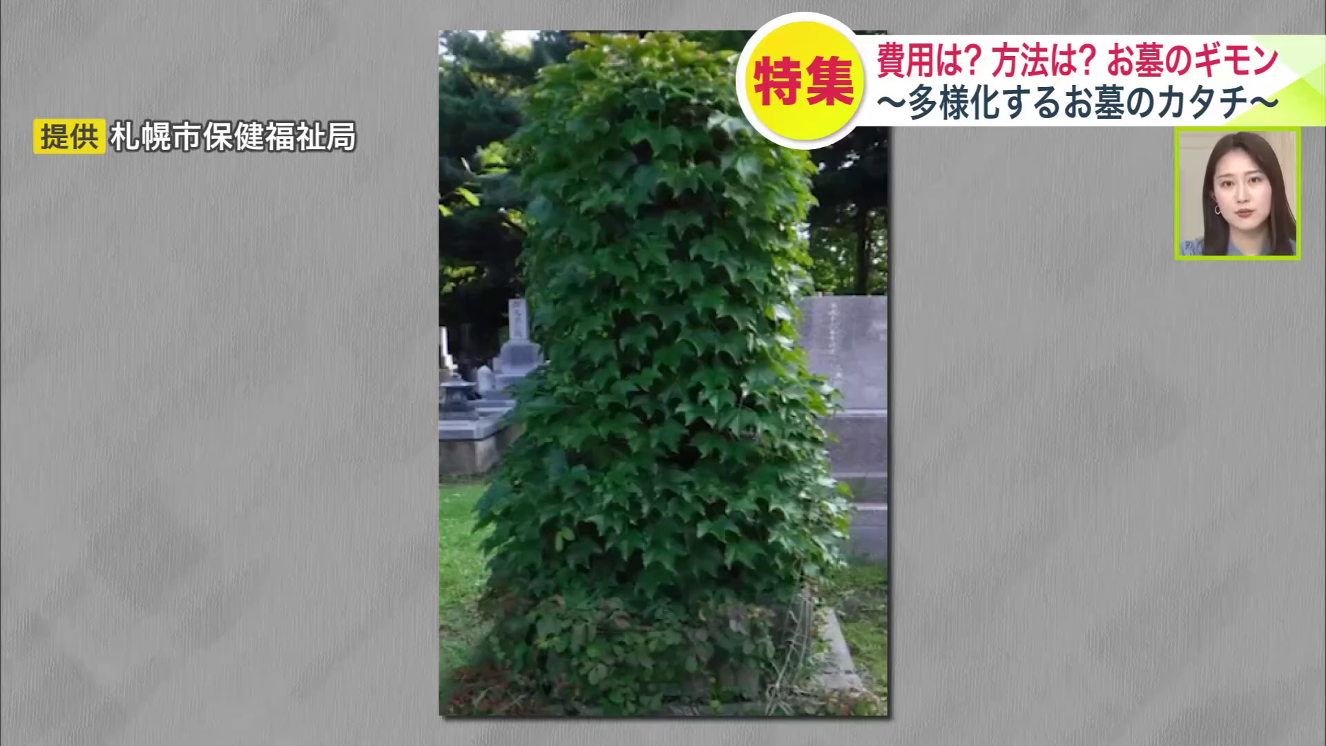 手入れされず草木で覆われた墓石（提供：札幌市保健福祉局）
