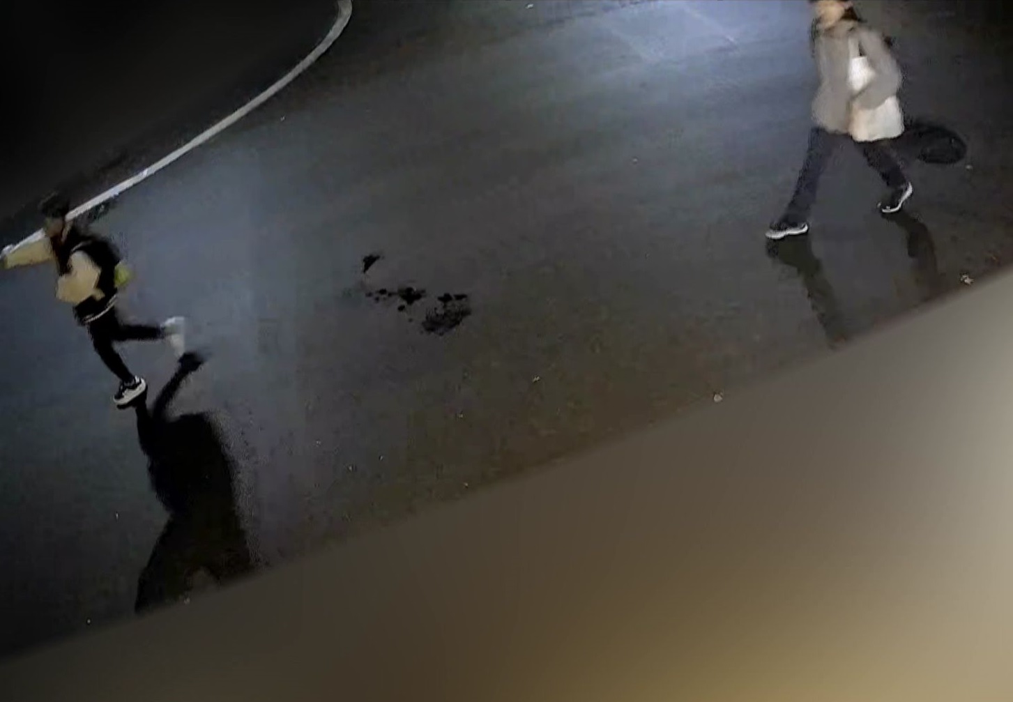 八木原被告のあとをついていく長谷さん（防犯カメラの映像）