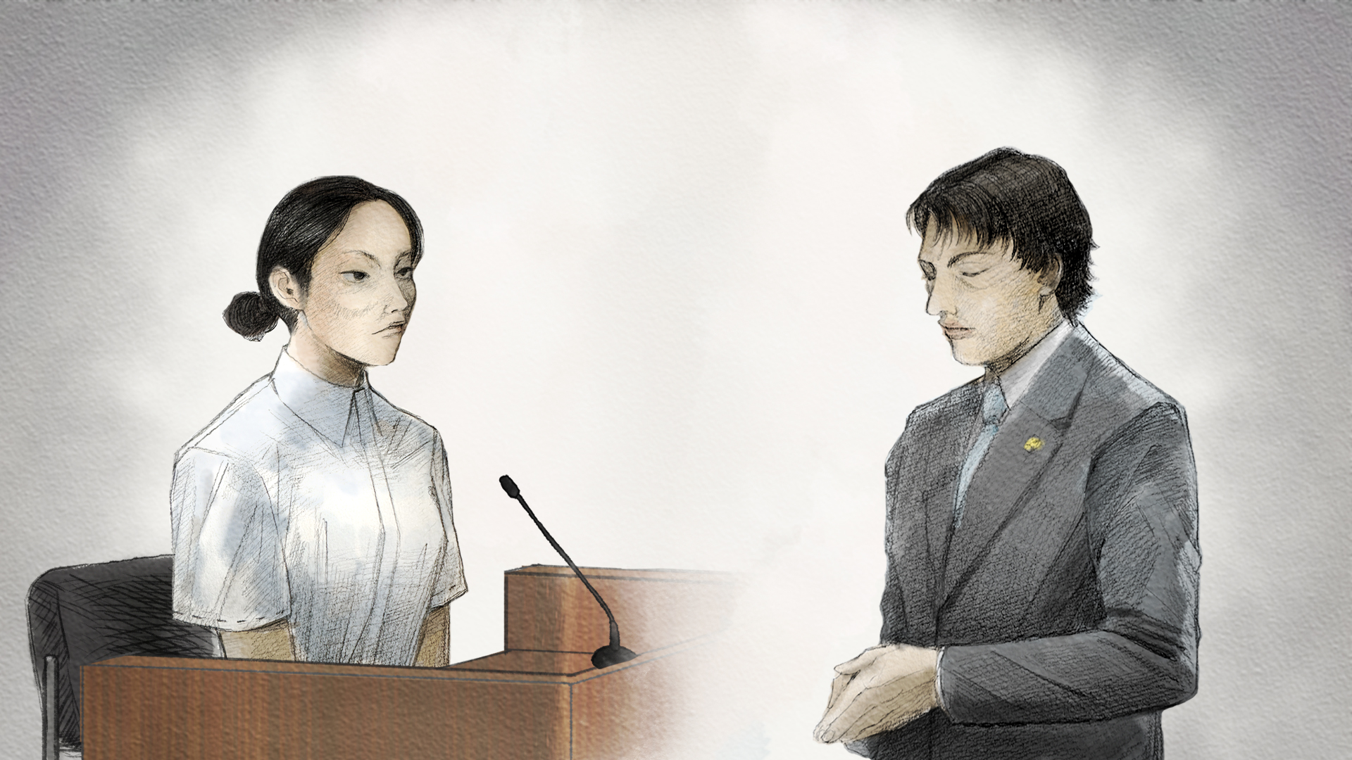 検察官の質問に答える内田被告（イラスト これまでの裁判より）